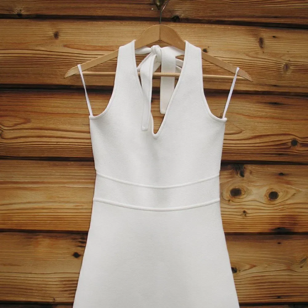 Scanlan Theodore Ivory Crepe Halter Dress - Picture 4 of 10
